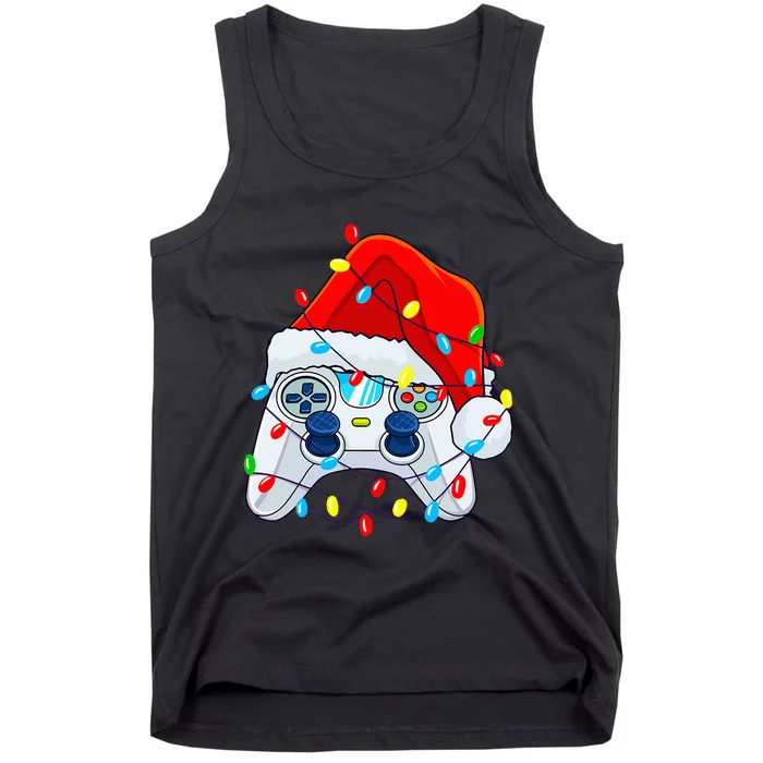 Video Game Controller Christmas Santa Hat Gamer Tank Top