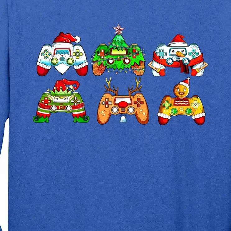 Video Game Controller Christmas Santa Hat Gamer Gift Tall Long Sleeve T-Shirt