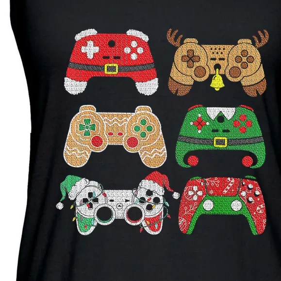 Video Game Controller Christmas Santa Hat Gamer Boys Ladies Essential Flowy Tank