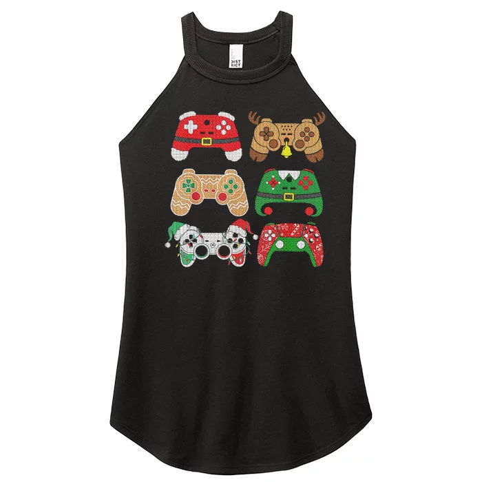 Video Game Controller Christmas Santa Hat Gamer Boys Women’s Perfect Tri Rocker Tank