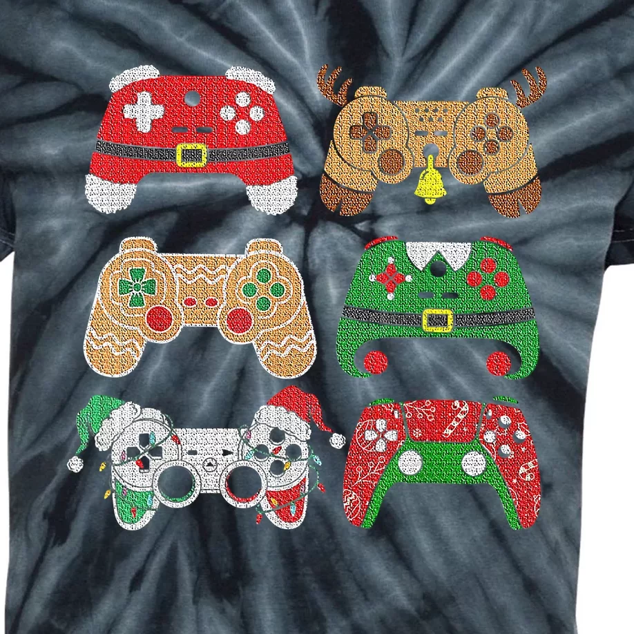 Video Game Controller Christmas Santa Hat Gamer Boys Kids Tie-Dye T-Shirt