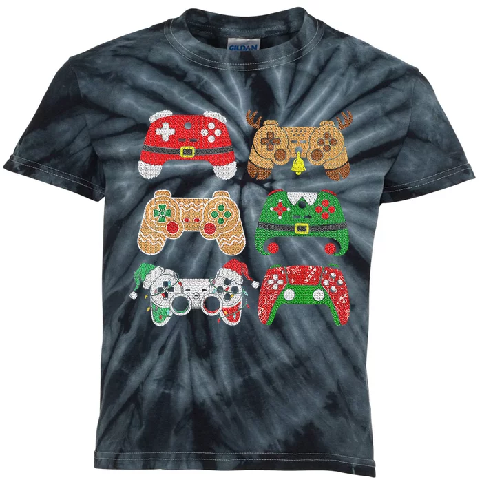 Video Game Controller Christmas Santa Hat Gamer Boys Kids Tie-Dye T-Shirt