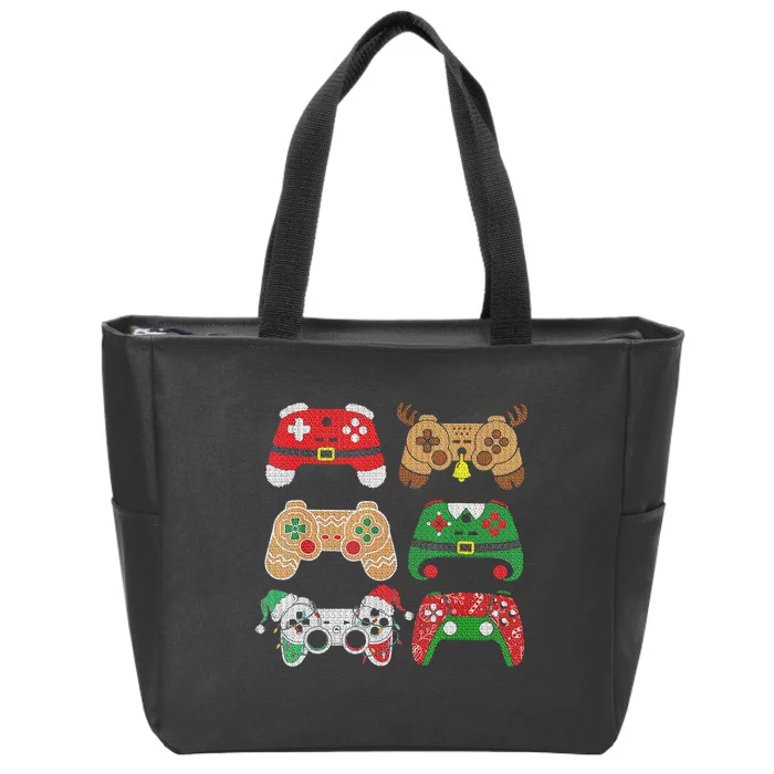 Video Game Controller Christmas Santa Hat Gamer Boys Zip Tote Bag