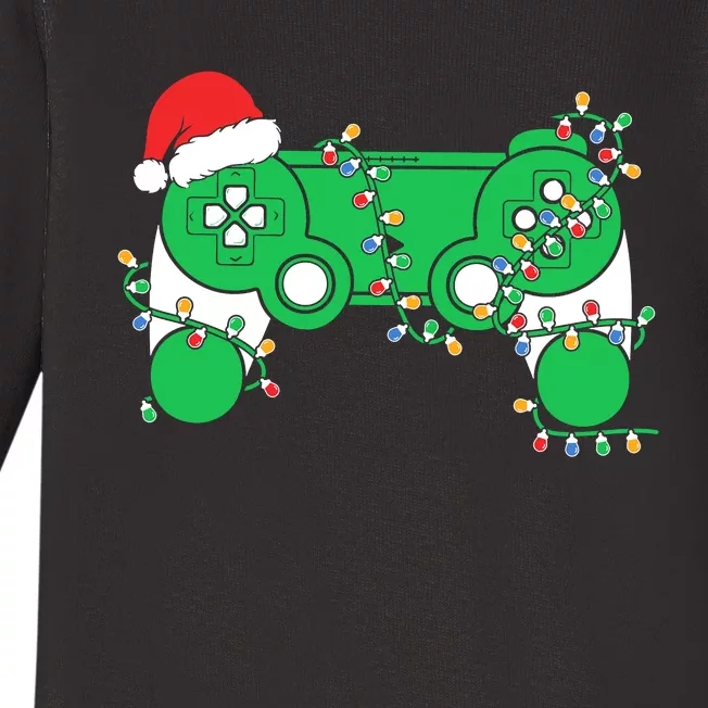 Video Game Controller Christmas Santa Hat Gamer Baby Long Sleeve Bodysuit