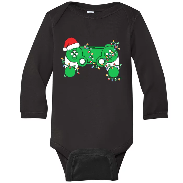 Video Game Controller Christmas Santa Hat Gamer Baby Long Sleeve Bodysuit