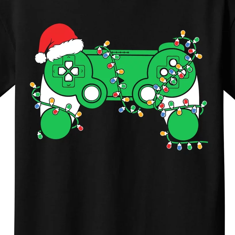 Video Game Controller Christmas Santa Hat Gamer Kids T-Shirt