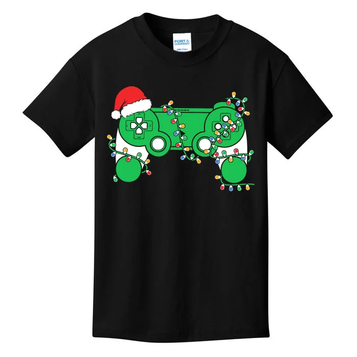 Video Game Controller Christmas Santa Hat Gamer Kids T-Shirt