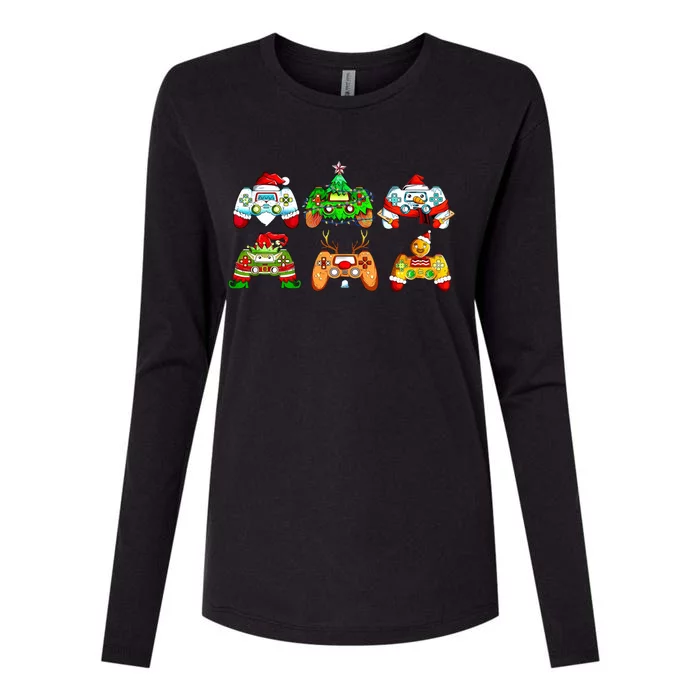 Video Game Controller Christmas Santa Hat Gamer Xmas Cool Gift Womens Cotton Relaxed Long Sleeve T-Shirt