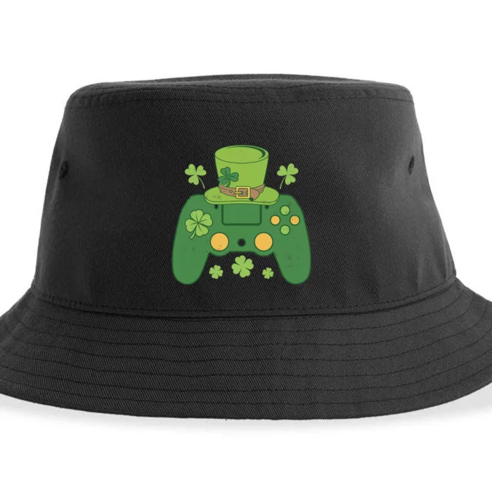 Video Game Controller Irish Gamer Boy Happy St Patricks Day Sustainable Bucket Hat