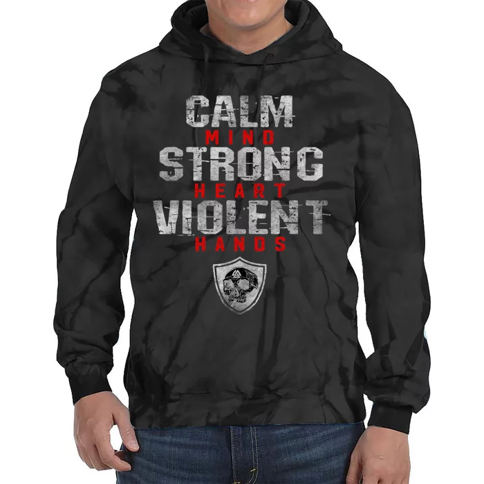 Vikings Gym Calm Mind Strong Heart Violent Hands Norse Tie Dye Hoodie