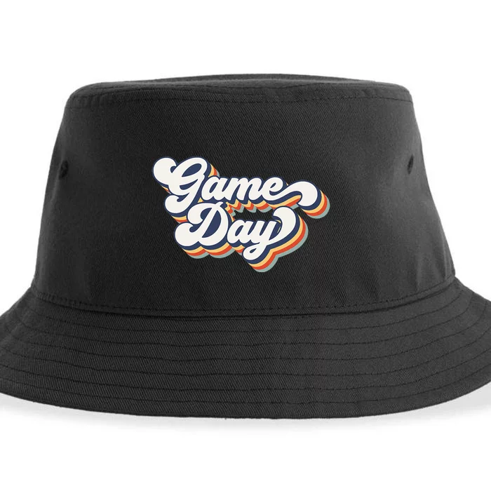 Vintage Game Day Vibes Retro Football Volleyball Soccer Gift Sustainable Bucket Hat