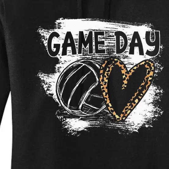 Volleyball Game Day Leopard Cheetah Women Volleyball Girl Women's Pullover Hoodie