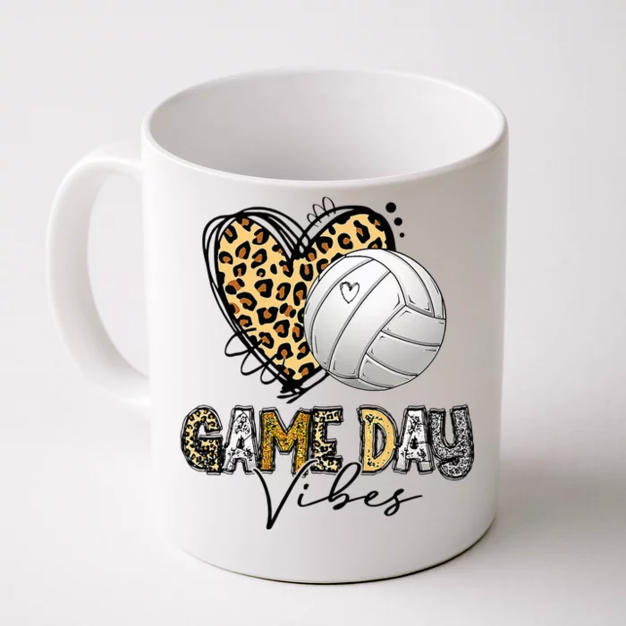 Volleyball Game Day Vibes Volleyball Mom Leopard Front & Back Coffee Mug