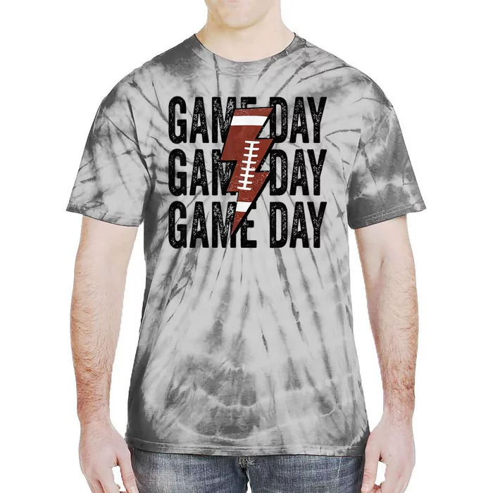 Vintage Game Day Football Lightning Bolt Funny Team Sport Tie-Dye T-Shirt