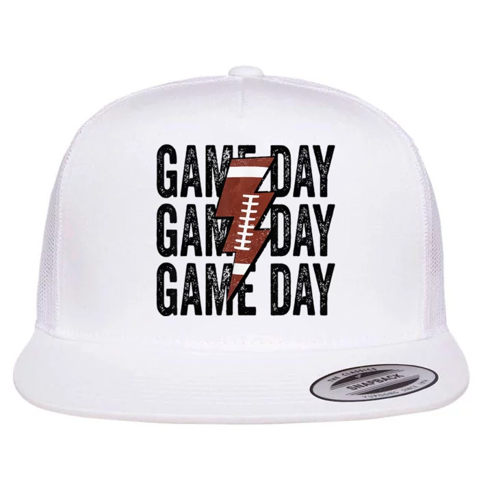 Vintage Game Day Football Lightning Bolt Funny Team Sport Flat Bill Trucker Hat