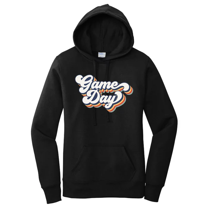 Vintage Game Day Vibes Retro Football Volleyball Soccer Gift Women's Pullover Hoodie