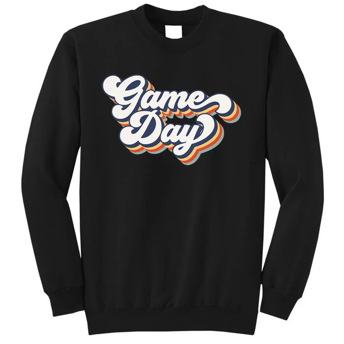 Vintage Game Day Vibes Retro Football Volleyball Soccer Gift Tall Sweatshirt