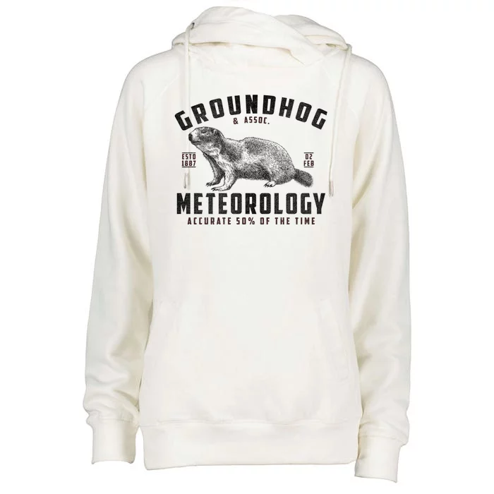 Vintage Groundhog's Day Meterology ESTD 1887 Womens Funnel Neck Pullover Hood