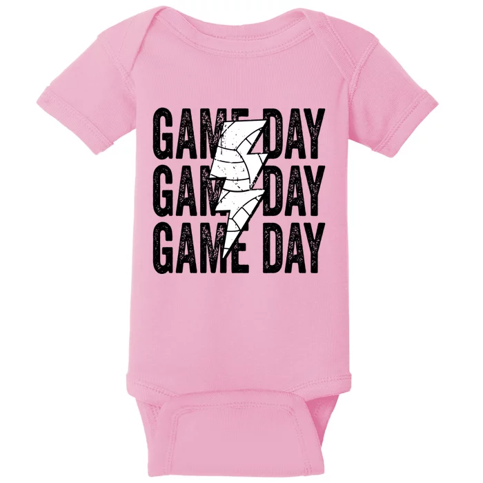 Vintage Game Day Volleyball Lightning Bolt Funny Team Sport Gift Baby Bodysuit