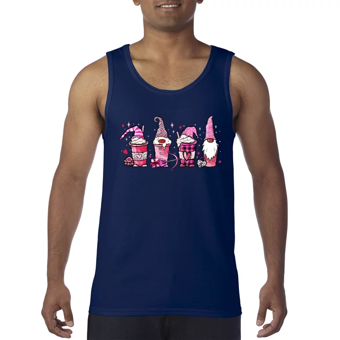 Valentine Gnomes Drink Coffee Latte Valentine Tank Top