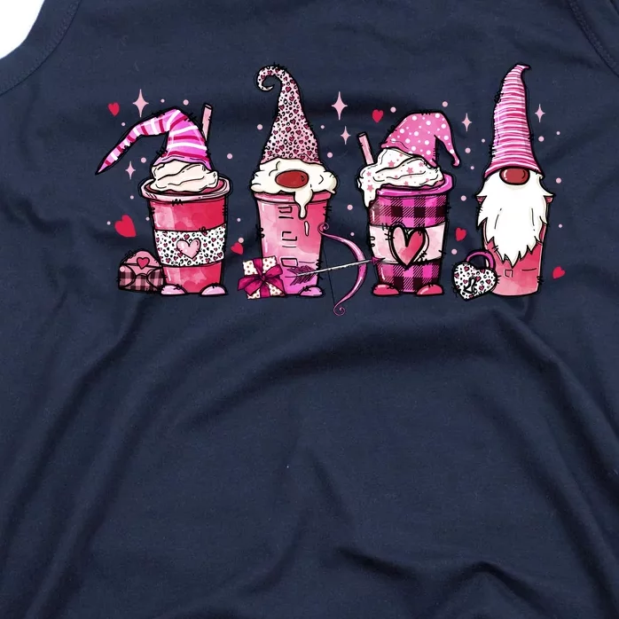 Valentine Gnomes Drink Coffee Latte Valentine Tank Top