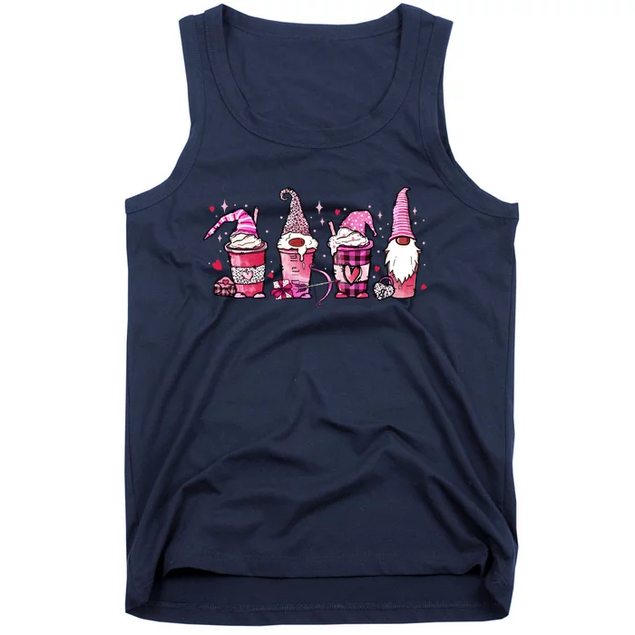 Valentine Gnomes Drink Coffee Latte Valentine Tank Top