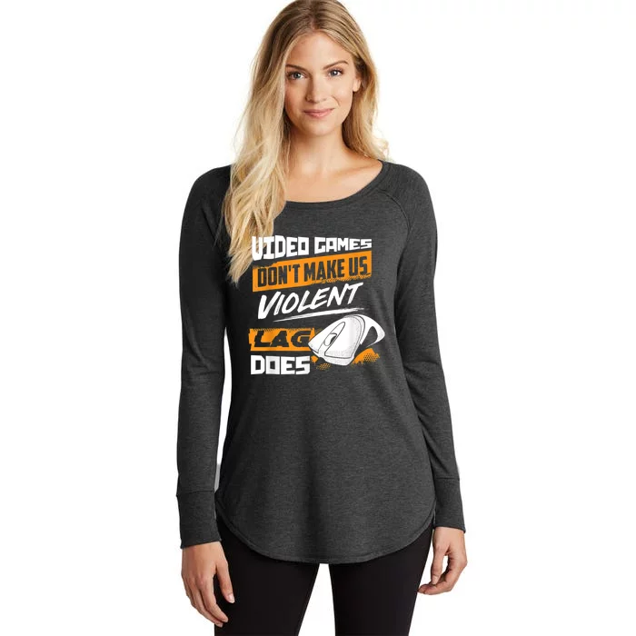 Video Games Dont Make Us Violent Lag Does Gaming Women's Perfect Tri Tunic Long Sleeve Shirt