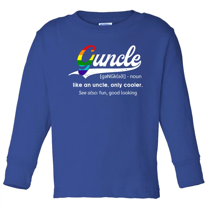 Vintage Guncle Definition Rainbow Flag Lgbtq Pride Uncle Funny Gift Toddler Long Sleeve Shirt