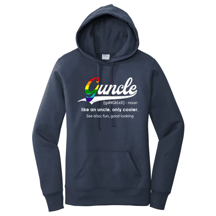 Vintage Guncle Definition Rainbow Flag Lgbtq Pride Uncle Funny Gift Women's Pullover Hoodie