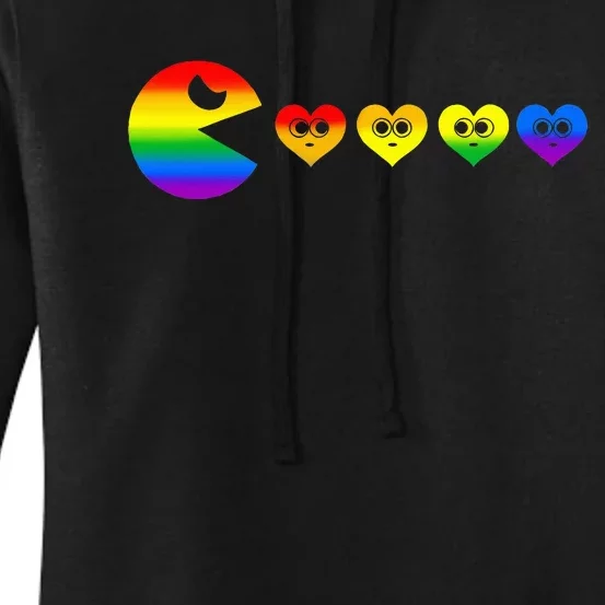 Video Game Eating Heart Lgbtq Ally Pride Gay Gaming Gamer Women's Pullover Hoodie