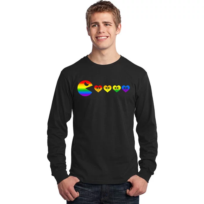 Video Game Eating Heart Lgbtq Ally Pride Gay Gaming Gamer Tall Long Sleeve T-Shirt