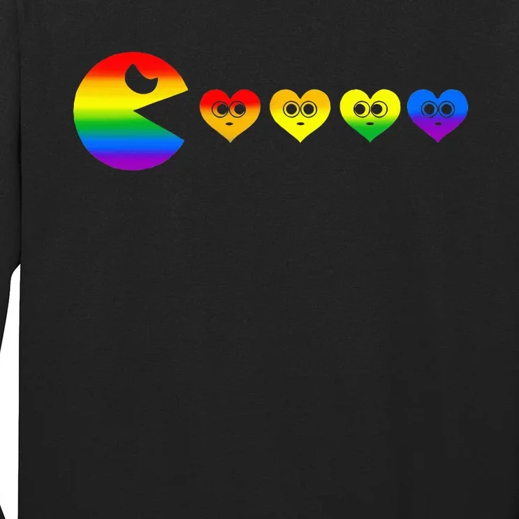 Video Game Eating Heart Lgbtq Ally Pride Gay Gaming Gamer Tall Long Sleeve T-Shirt