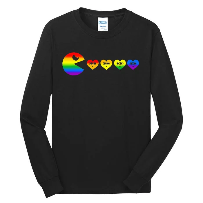 Video Game Eating Heart Lgbtq Ally Pride Gay Gaming Gamer Tall Long Sleeve T-Shirt