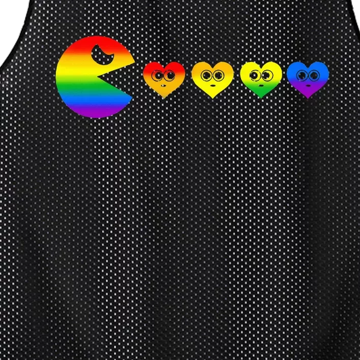 Video Game Eating Heart Lgbtq Ally Pride Gay Gaming Gamer Mesh Reversible Basketball Jersey Tank