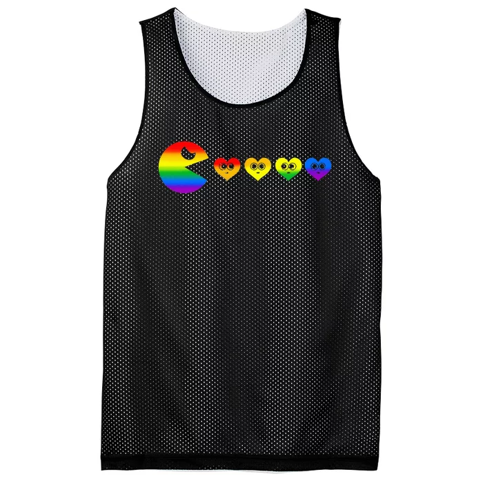 Video Game Eating Heart Lgbtq Ally Pride Gay Gaming Gamer Mesh Reversible Basketball Jersey Tank