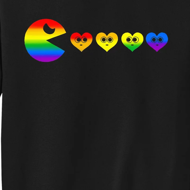 Video Game Eating Heart Lgbtq Ally Pride Gay Gaming Gamer Tall Sweatshirt