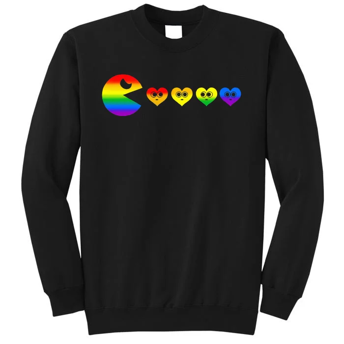 Video Game Eating Heart Lgbtq Ally Pride Gay Gaming Gamer Tall Sweatshirt