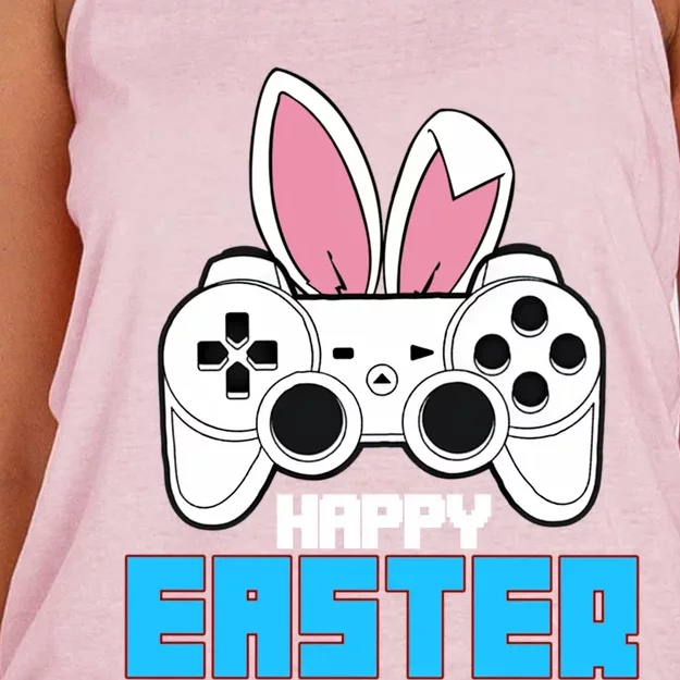 Video Game Easter Bunny Gaming Controller Gamer Gift Women's Knotted Racerback Tank