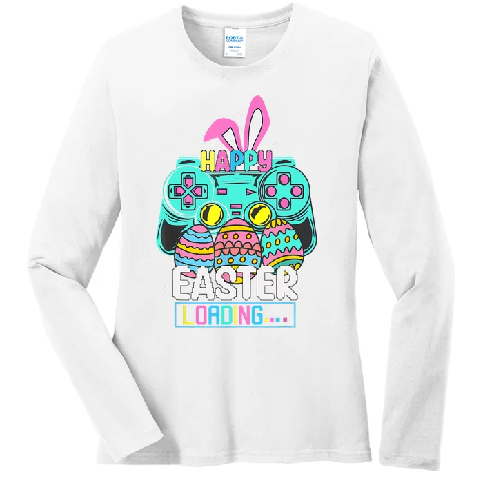 Video Game Easter Bunny Gaming Controller Gamer Ladies Long Sleeve Shirt