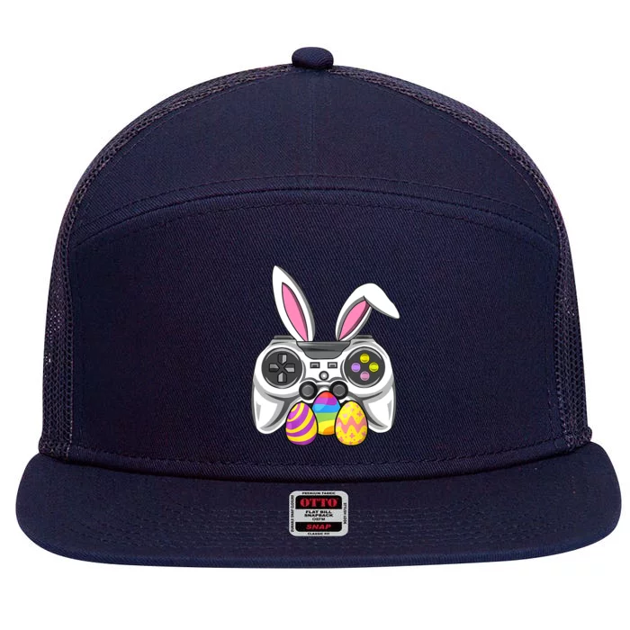 Video Games Easter Day Bunny Egg Funny Gamer Boy Girl 7 Panel Mesh Trucker Snapback Hat