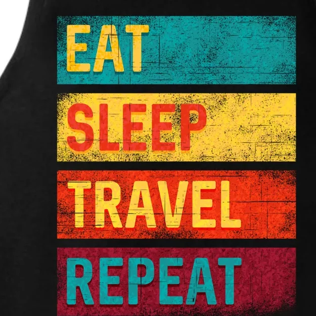 Vacation Gift Eat Sleep Travel Repeat Gift Ladies Tri-Blend Wicking Tank