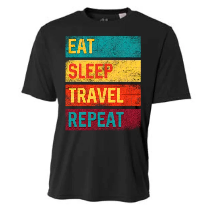 Vacation Gift Eat Sleep Travel Repeat Gift Cooling Performance Crew T-Shirt