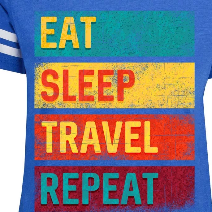 Vacation Gift Eat Sleep Travel Repeat Gift Enza Ladies Jersey Football T-Shirt