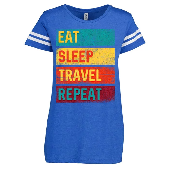 Vacation Gift Eat Sleep Travel Repeat Gift Enza Ladies Jersey Football T-Shirt