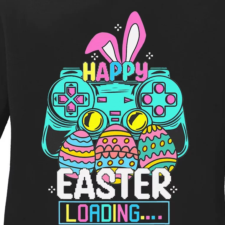 Video Game Easter Bunny Gaming Controller Gamer Ladies Long Sleeve Shirt