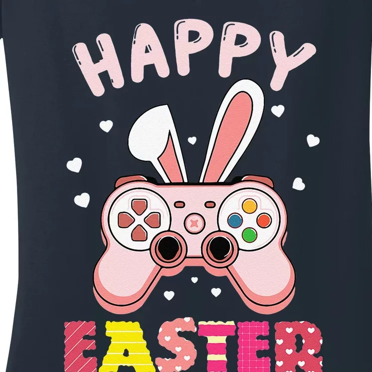 Video Game Easter Bunny Gaming Controller Gamer Women's V-Neck T-Shirt