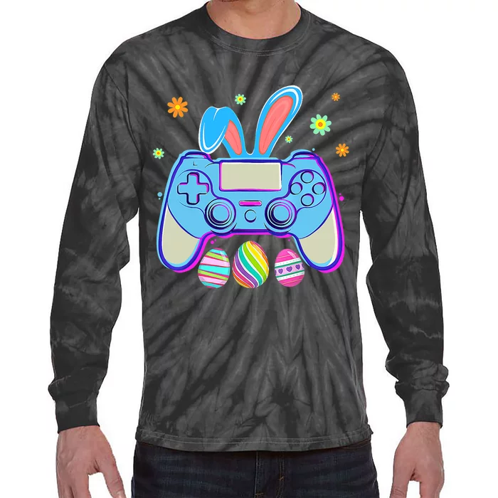 Video Game Easter Bunny Gaming Controller Gamer Boy Girl Tie-Dye Long Sleeve Shirt