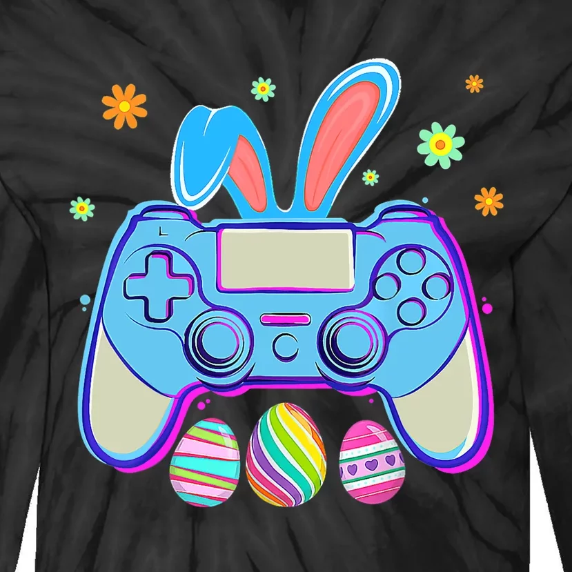 Video Game Easter Bunny Gaming Controller Gamer Boy Girl Tie-Dye Long Sleeve Shirt