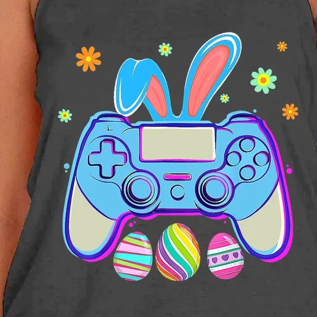 Video Game Easter Bunny Gaming Controller Gamer Boy Girl Women's Knotted Racerback Tank