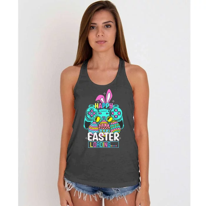 Video Game Easter Bunny Gaming Controller Gamer Women's Knotted Racerback Tank